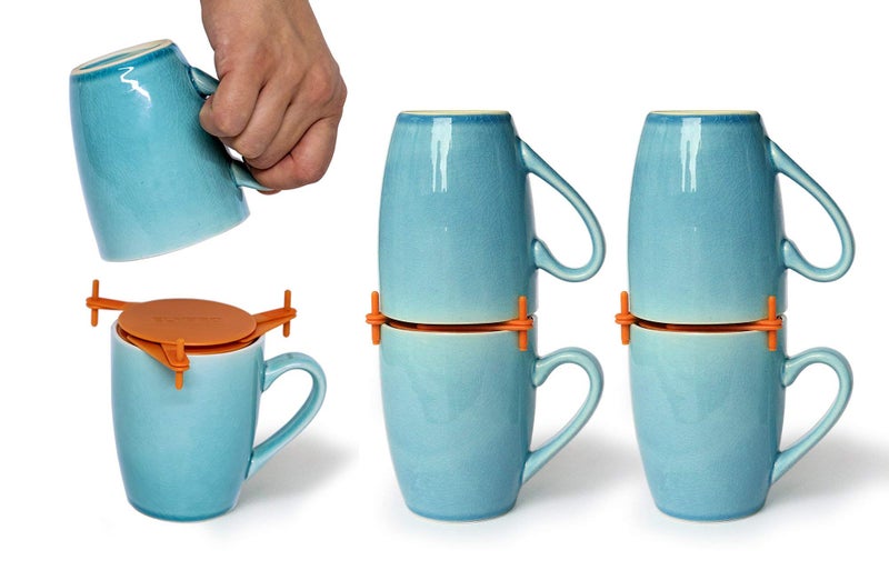 ELYPRO Mug Stacker 6-Pack â€“ Coffee Mug Rack & Mug Organizer | Stackable Cup Holder for Coffee Bar & Kitchen, Under Cabinet Mug Holder â€“ Space-Saving Mug Storage for Cabinets â€“ Orange - Image 1